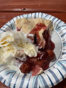 Homemade, fresh cherry pie for dessert.